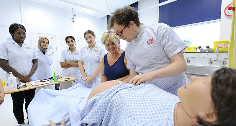 Students learning in the midwifery simulation ward