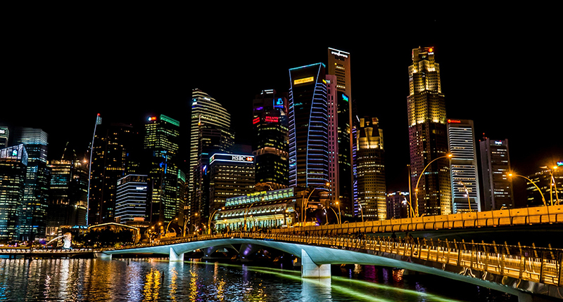 Singapore city skyline at night