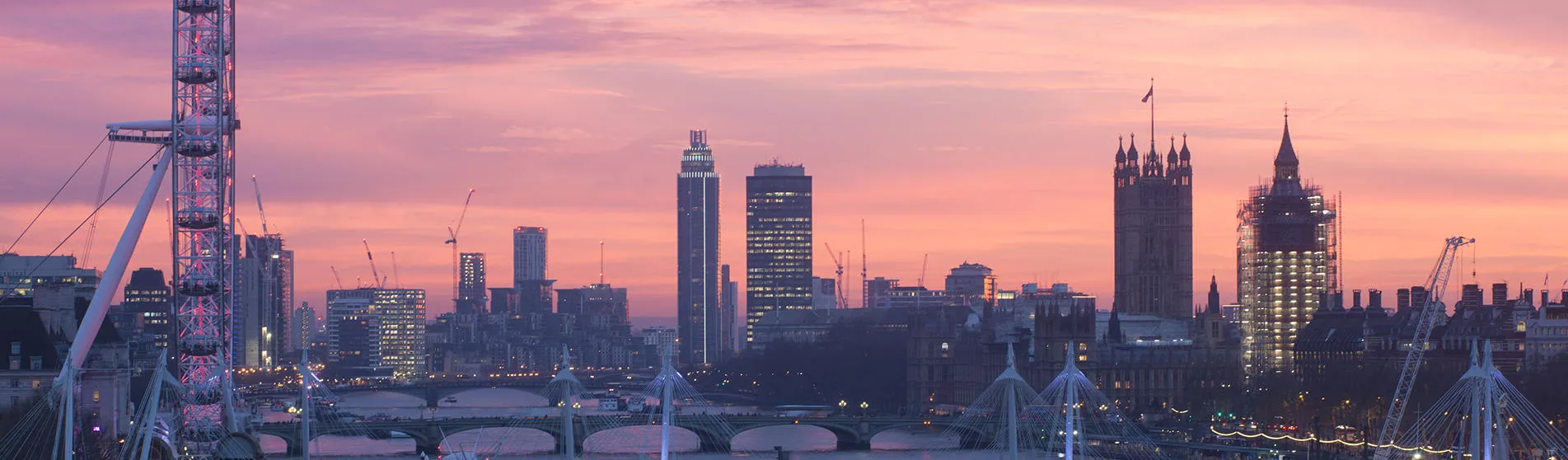 London Eye and the River Thames at sunset