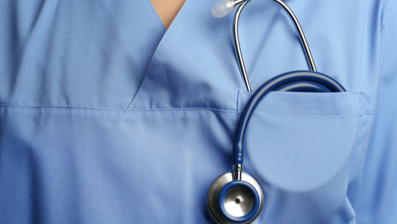 Nurse with stethoscope in pocket