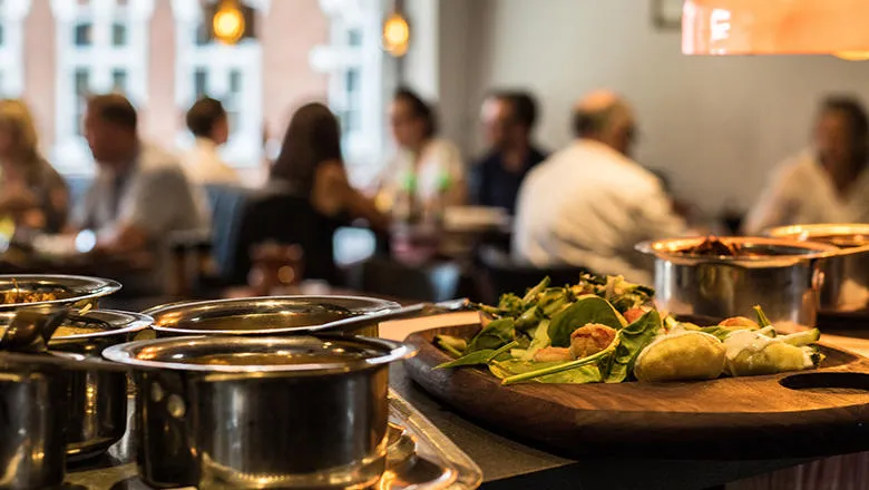 Bowls of food in a restaurant