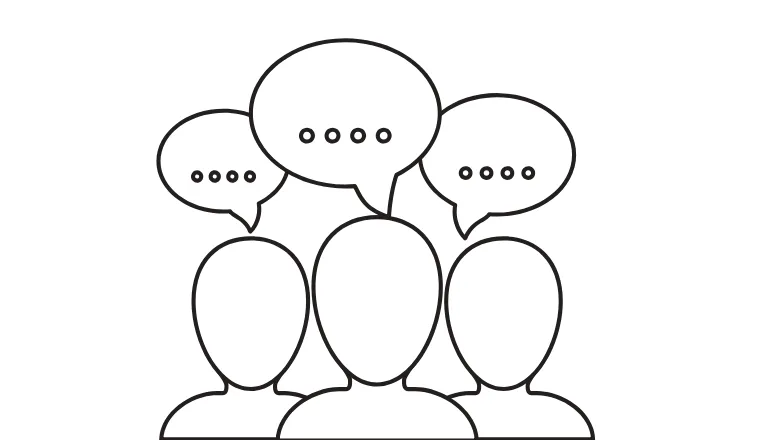 Drawing of people speaking