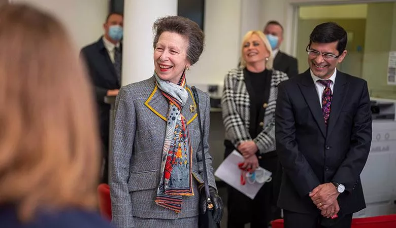 Princess Anne standing with the Principal
