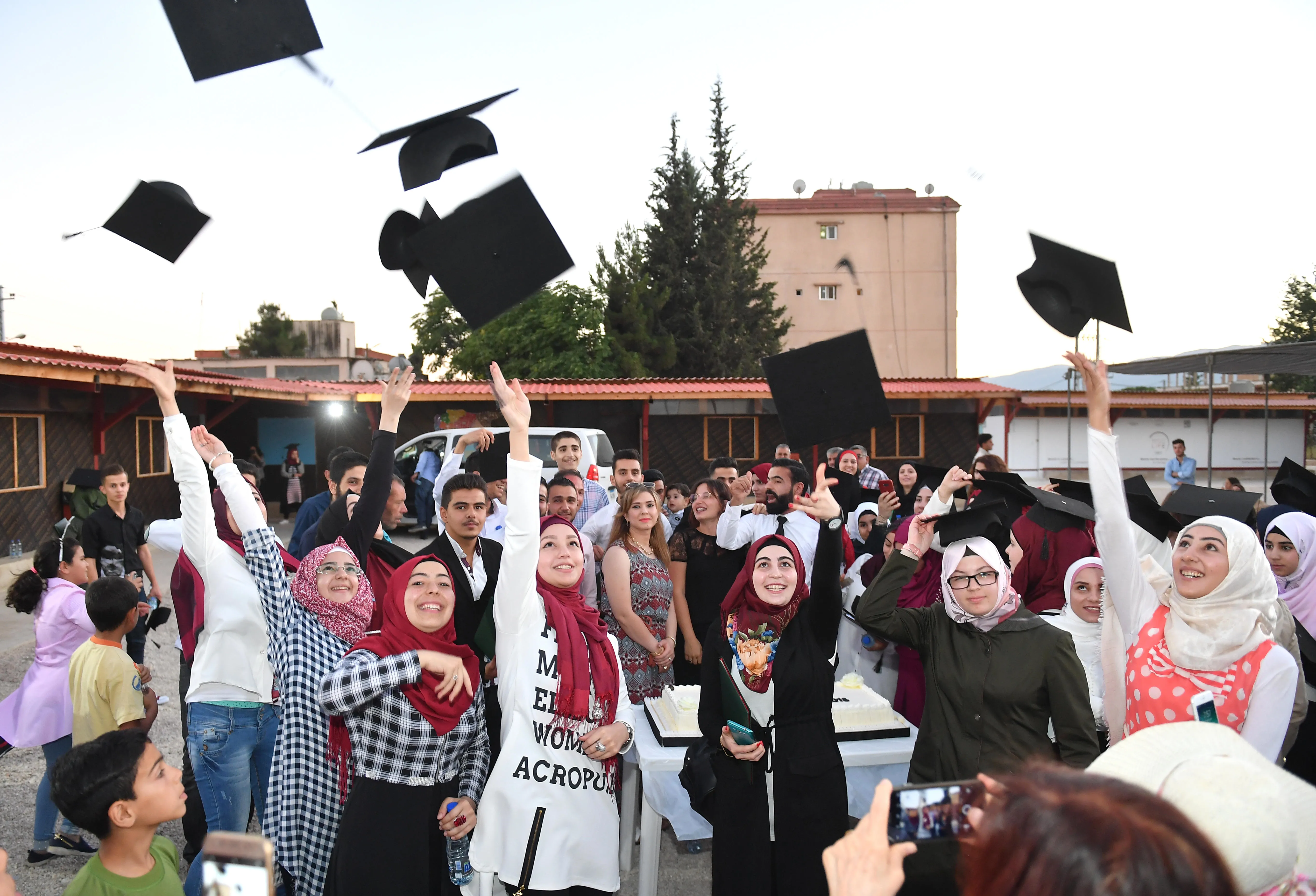 Melissa (second from the right) joins the celebrations at the graduation ceremony of the first PADILEIA Cohort at the study hubs in Beqaa Valley.