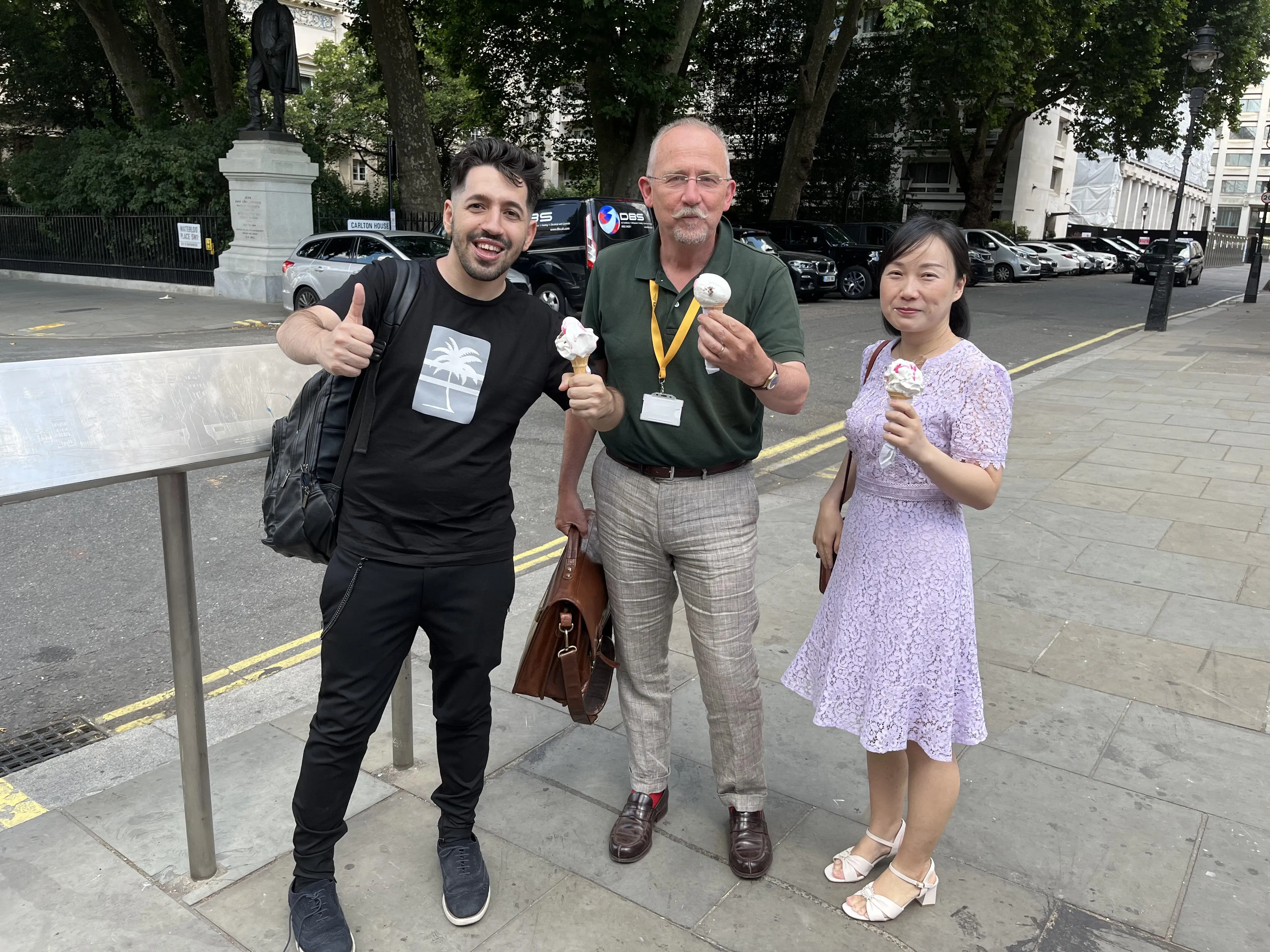 Tao Coll Martin, Edmund Sonuga-Barke and Le Zhao eating ice cream