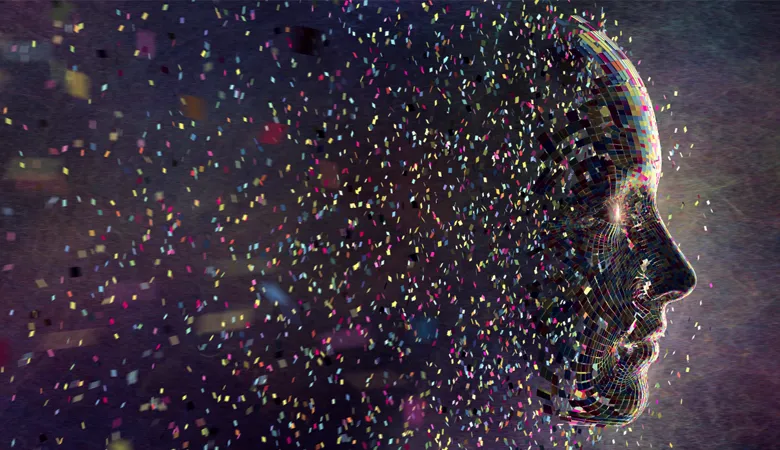 Abstract image of human face and confetti