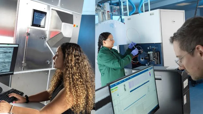 Researchers in the labs at The Rosalind Franklin Institute.