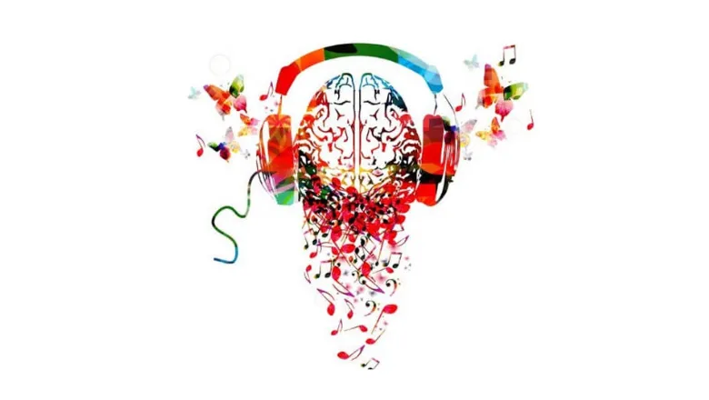 Brain listening to music graphic.