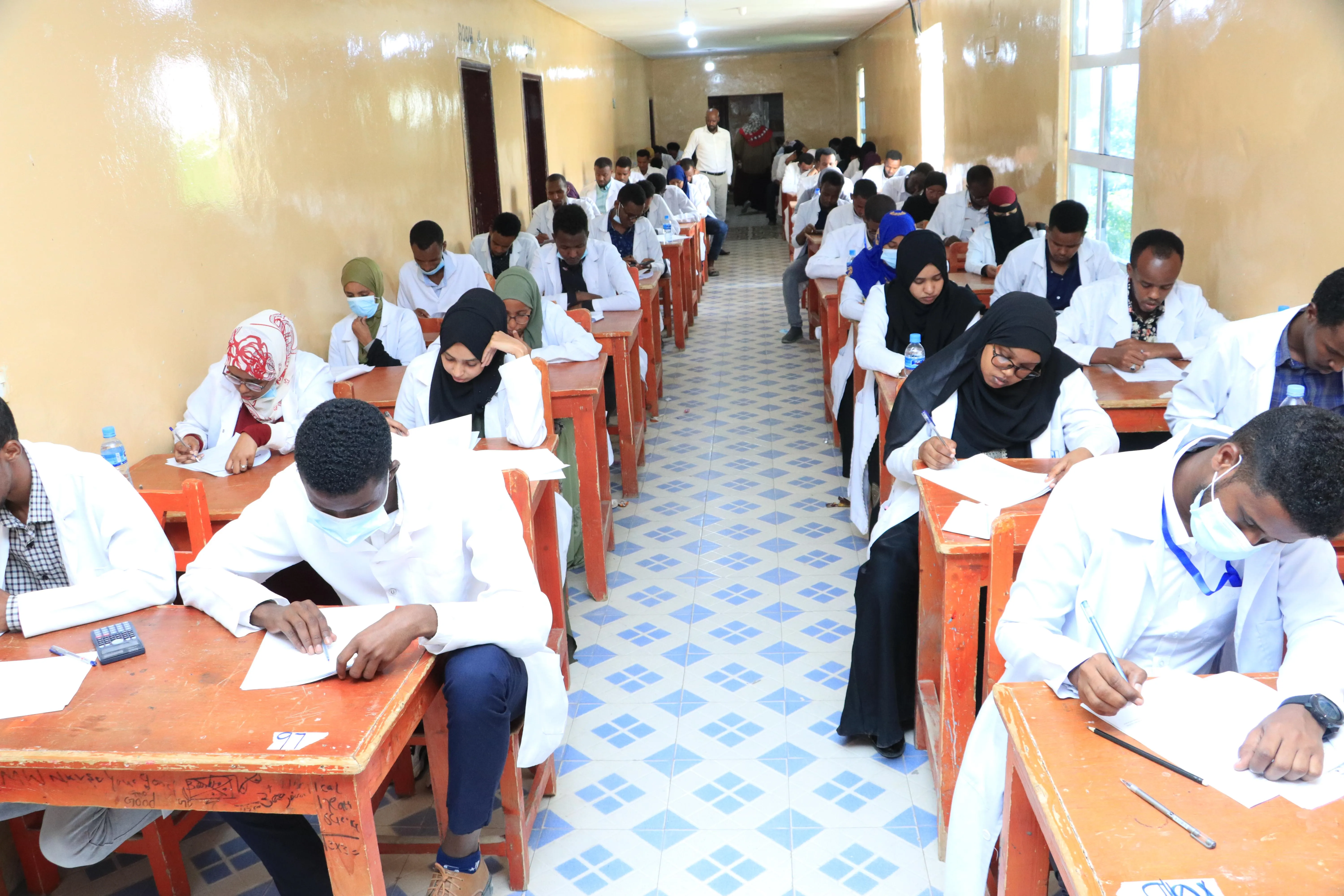 Medical students sitting an exam in Somaliland