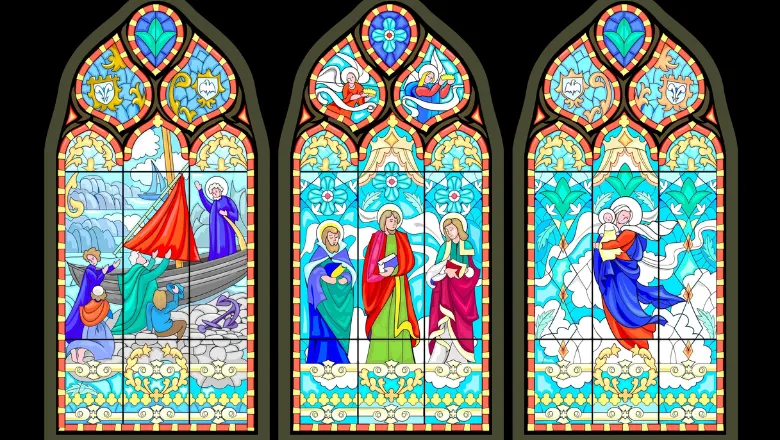 Stained glass windows in a church