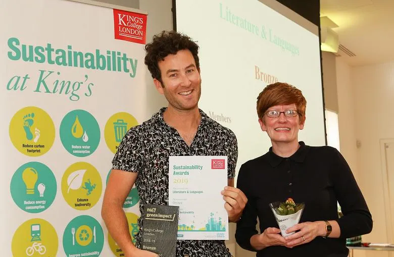 Darren Munn and Rebecca Dean at the 2019 Sustainability Awards.