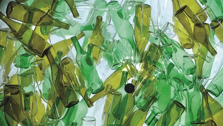 Collection of green bottles.