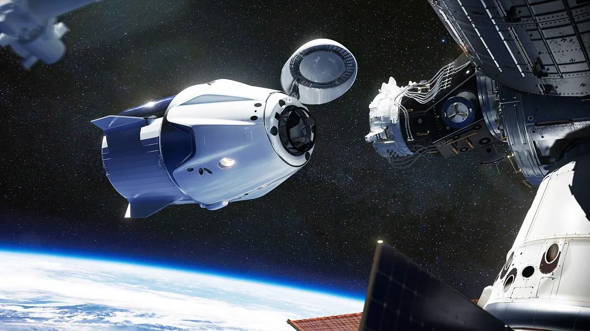 SpaceX Crew Dragon spacecraft docking to the International Space Station