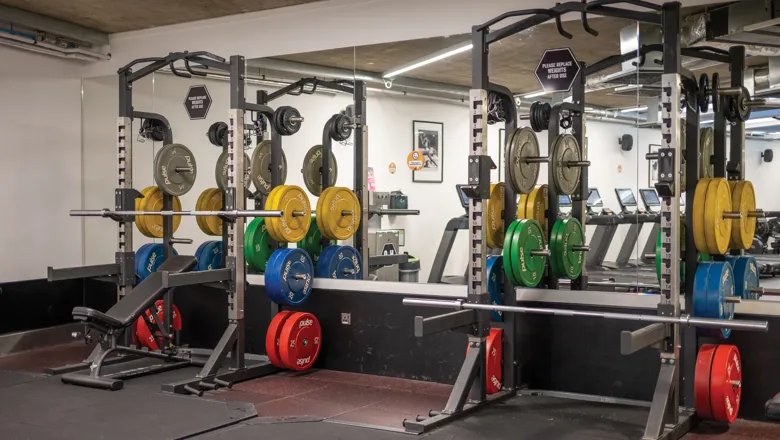 Two weight racks side by side 