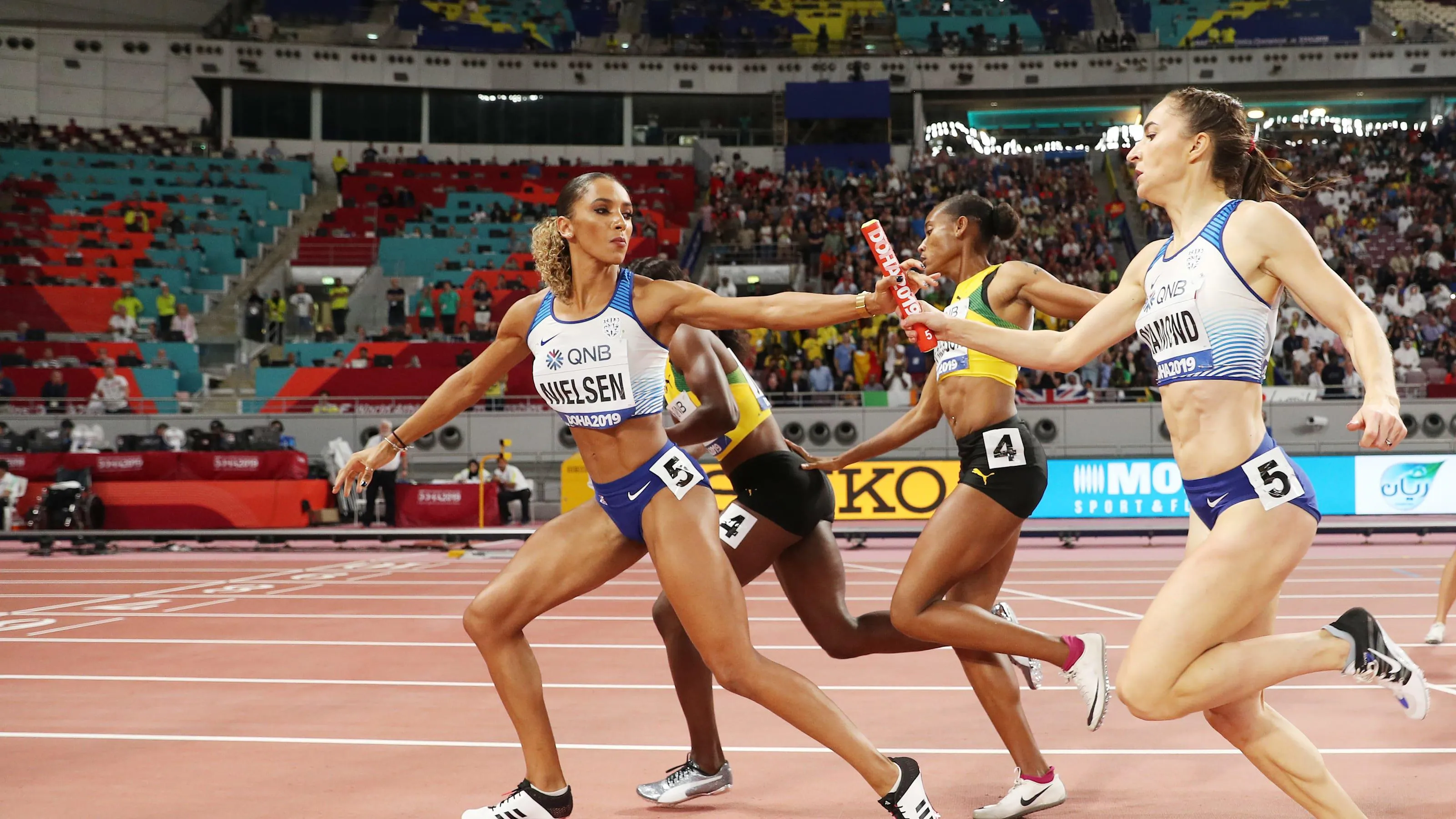 Laviai Nielsen competing in relay