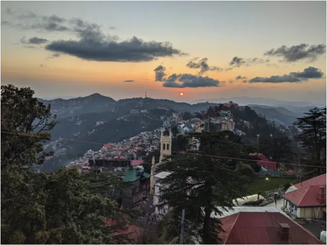 The city of Shimla, in the Indian Himalayas