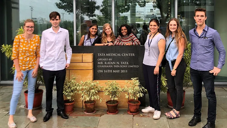 Mohini (3rd from left) and Robert (last from left) at the Tata Medical Centre.