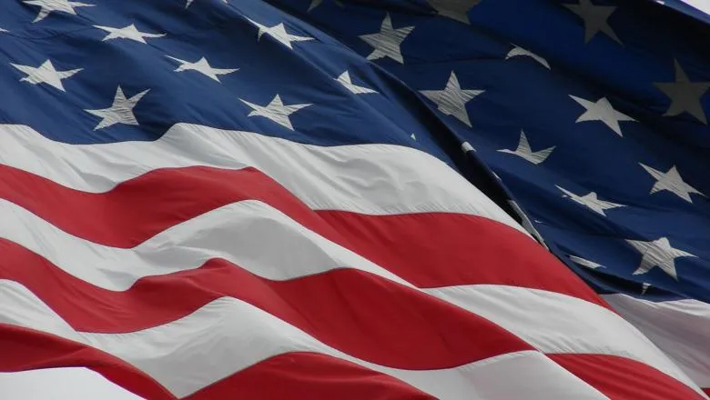 US flag rippling