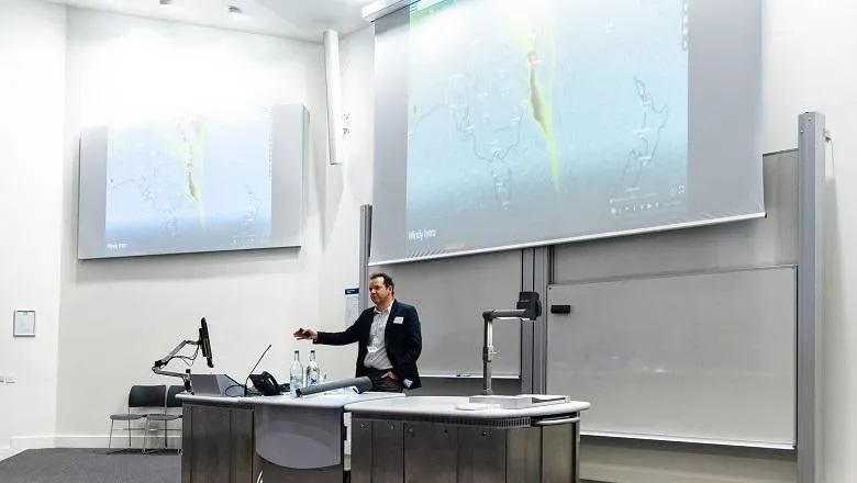 Professor Martin Wooster speaking at the launch of the new Wildfire Centre
© Lyanne Wylde