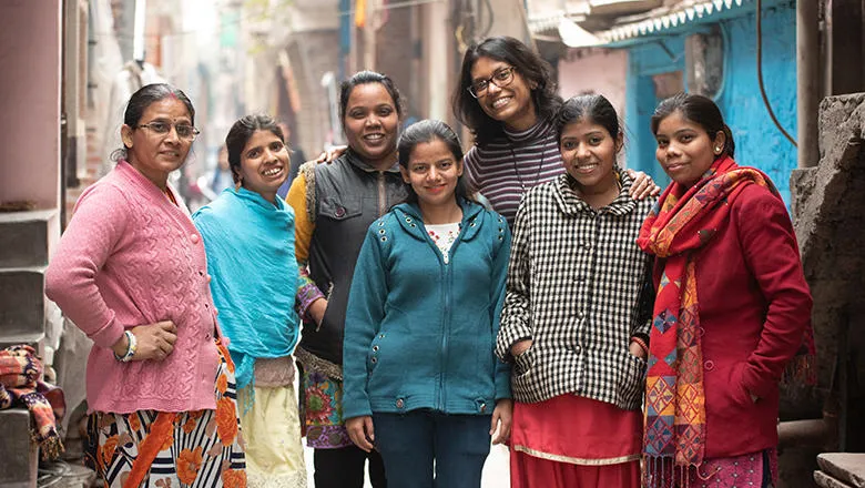 Dr Ayona Datta conducting fieldwork in India, Credit: Rohit Madan