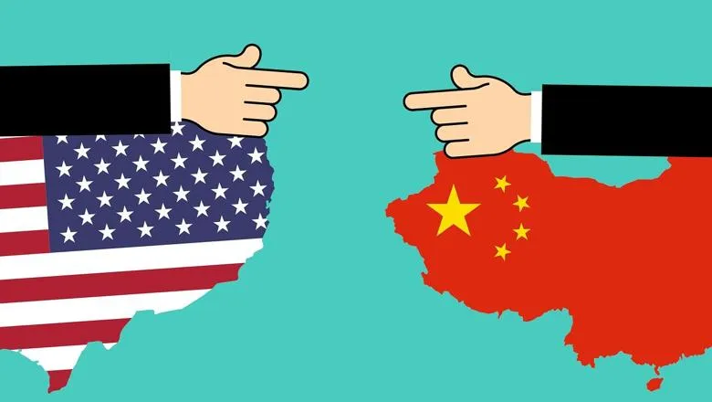 American and Chinese flag illustration