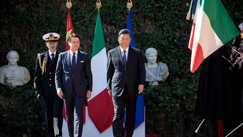 President Xi Jinping and Italian Prime Minister Giuseppe Conte at signing of trade deal