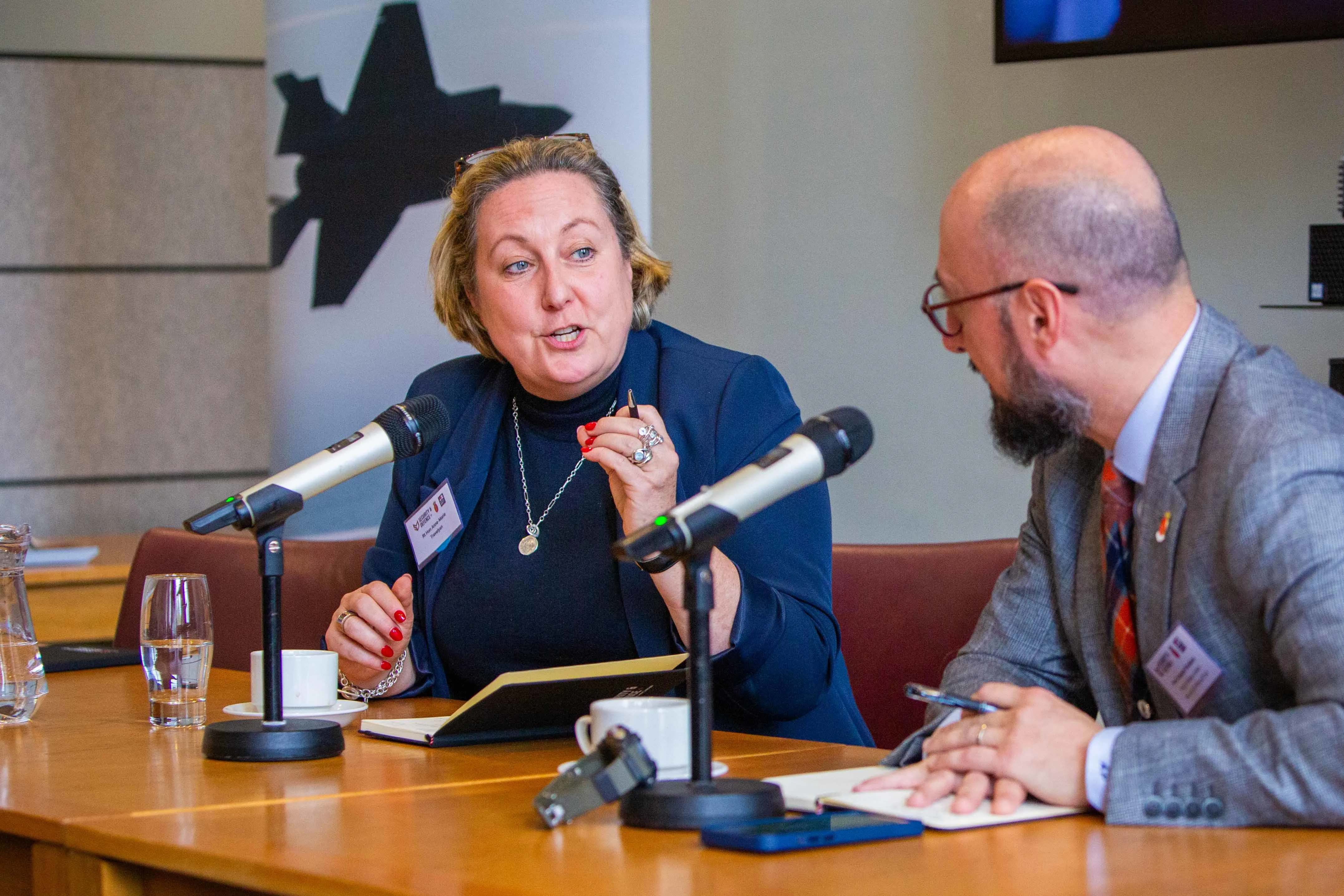 Rt Hon Anne-Marie Trevelyan talks to Professor Alessio Patalano