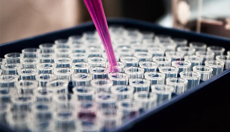 pipette and test tubes in a laboratory