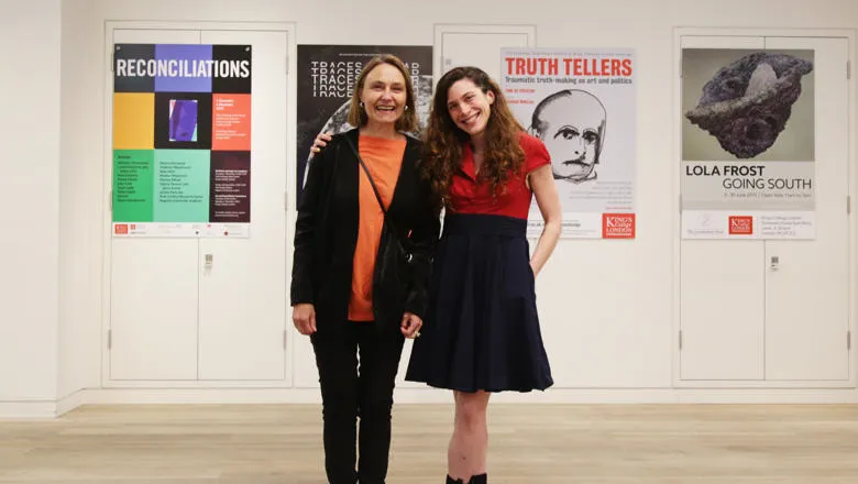 Curators Cécile Bourne-Farrell and Tally de Orellana at the War Beyond Battle exhibition.
