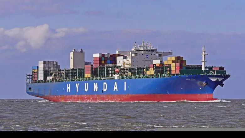 Container Freighter in the North Sea.