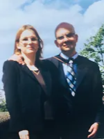 Pjer with his wife at graduation in 1997