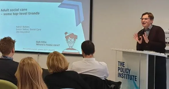 Simon Bottery, Senior Fellow at The King's Fund, speaking about adult social care at the last meeting of the Forum (February 2020) before the pandemic. The Forum is now online only.
