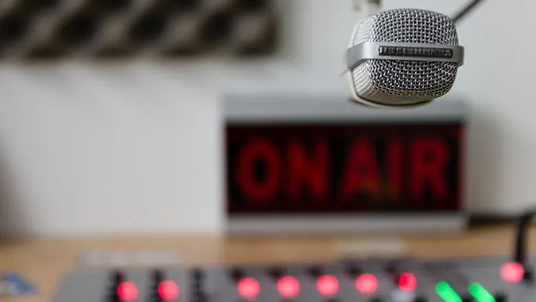 Photo of inside of a radio broadcast studio