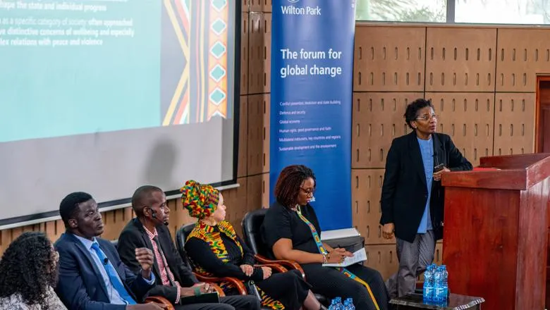 Professor 'Funmi Olonisakin, speaking at the Wilton Park Town Hall event