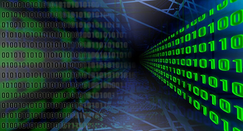 Data - green numerals on a blue background