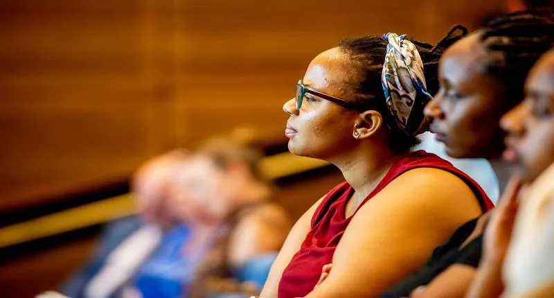 Two students at the Inaugural Lecture of Professor 'Funmi Olonisakin