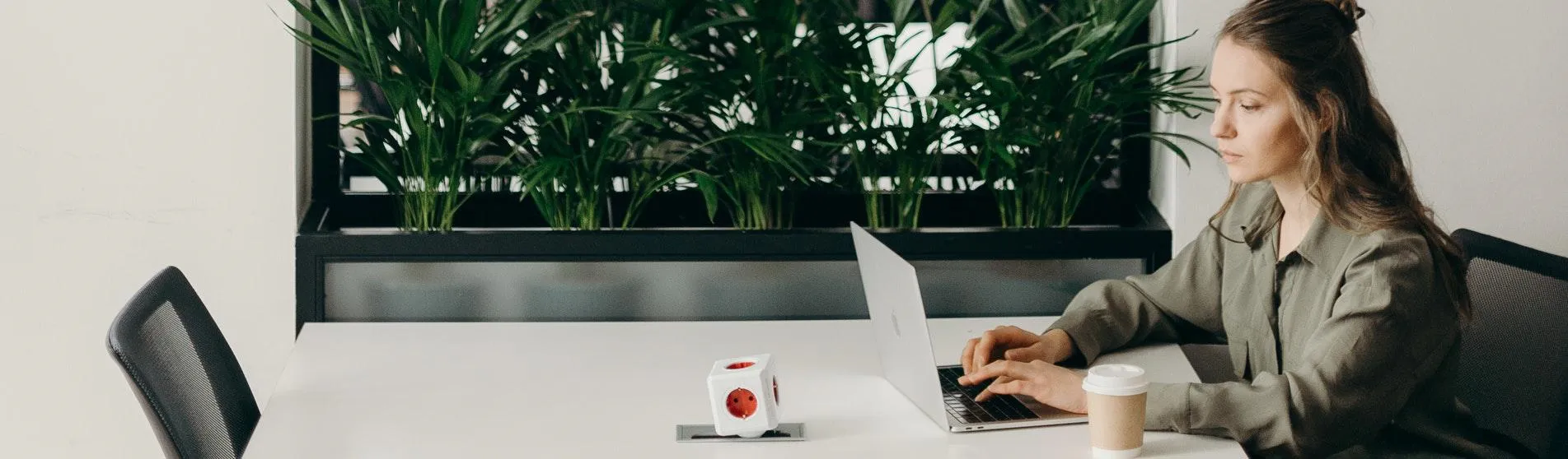 A woman working from home