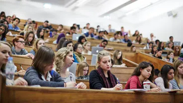 Students in a lecture at King's College London