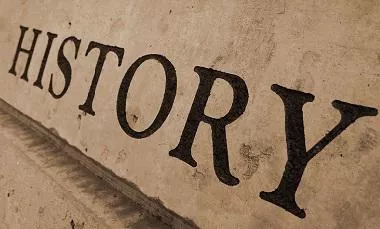 The word History written on a wall.