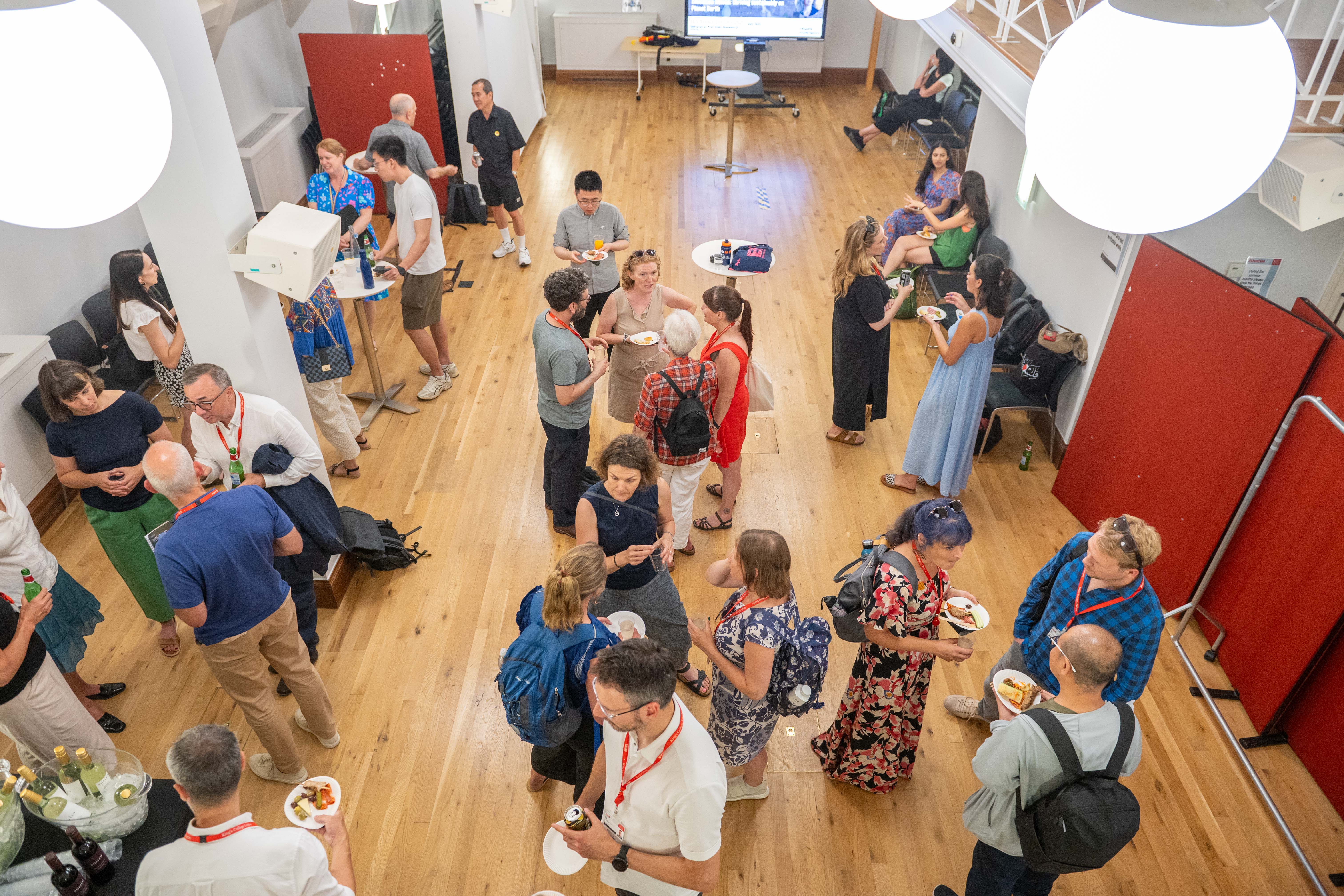 overhead shot of food and drinks reception