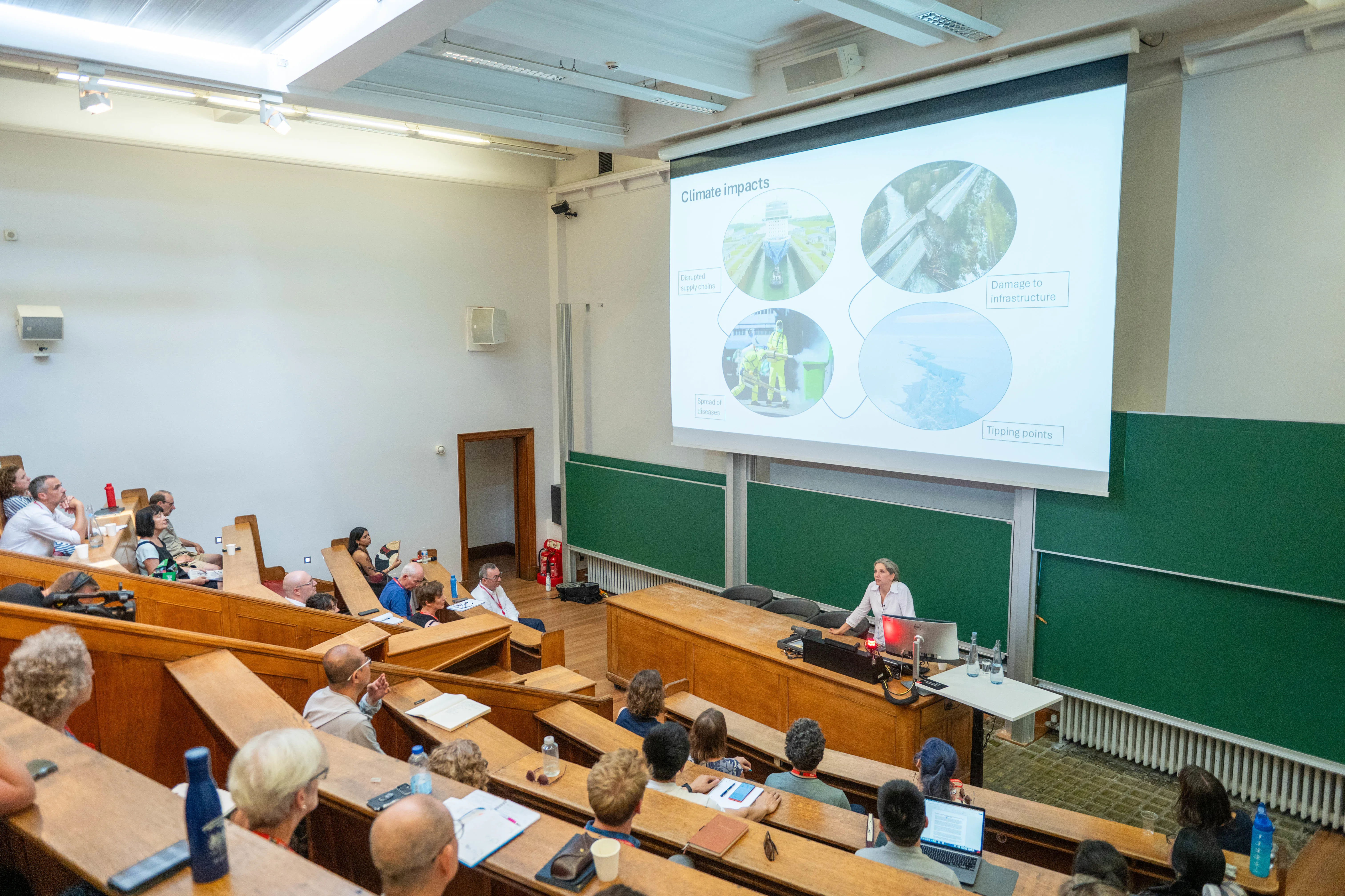 overhead shot of the lecture being delivered