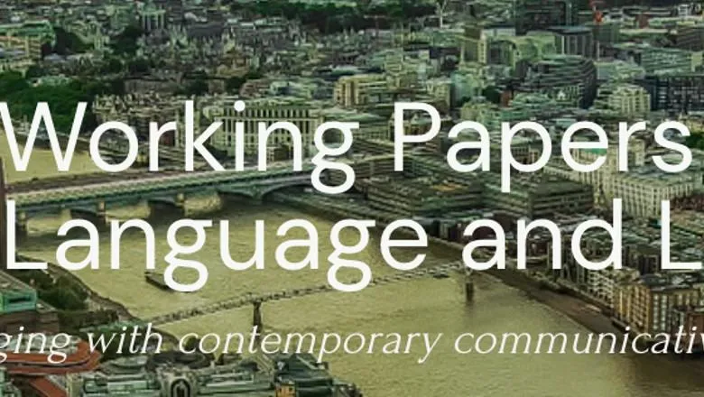 Text 'Working papers in Urban Language and Literacies' over an image of the Thames in London.