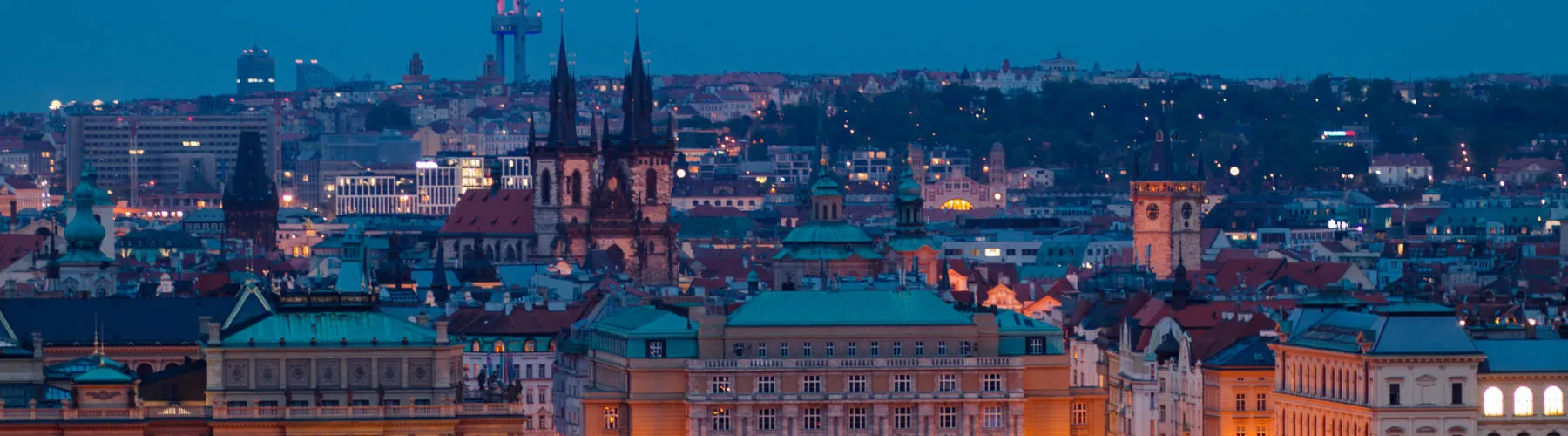 Prague skyline at night