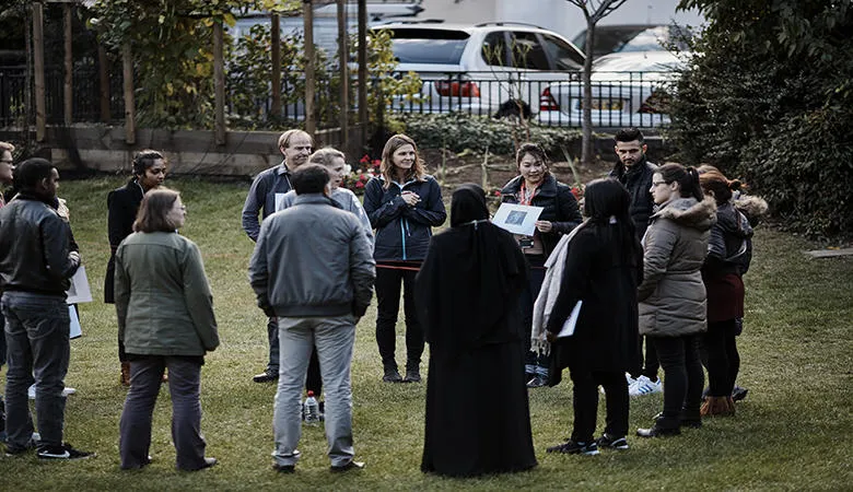 A group learning about outdoor education