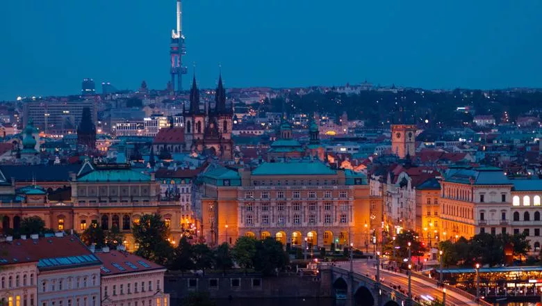 Prague skyline at night