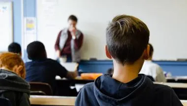 School classroom student and teacher