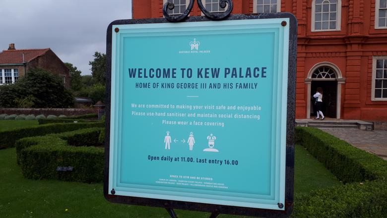 Sign from Kew Palace about social distancing during Covid 19.