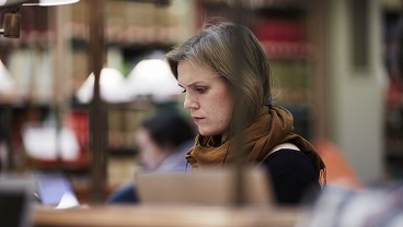 Student in the Maughan Library