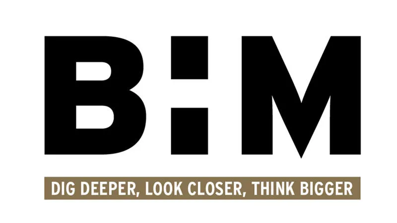 BHM logo and coloured stripes