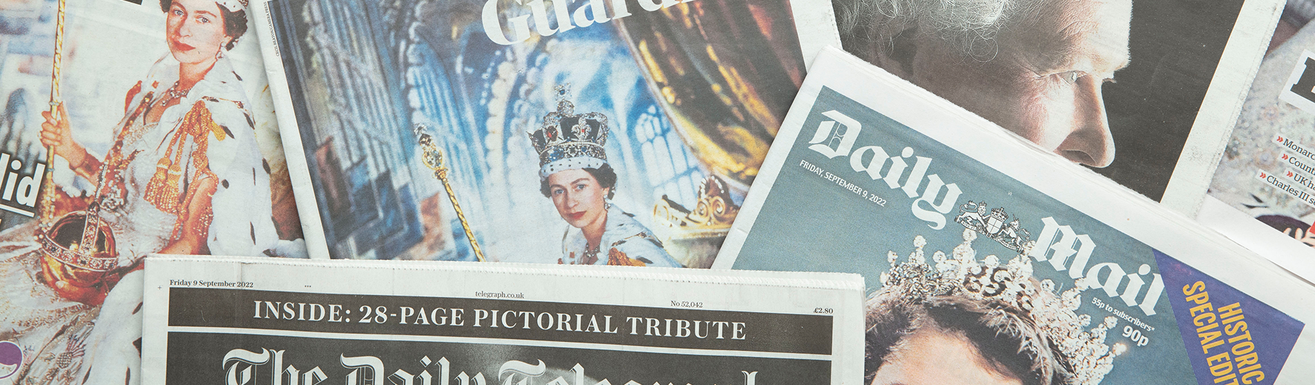 selection of newspaper front pages following the death of Queen Elizabeth II